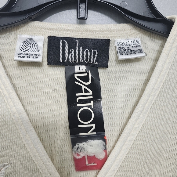Dalton women's vintage sweater 100% virgin wool beige cream size large n… - Picture 6 of 10